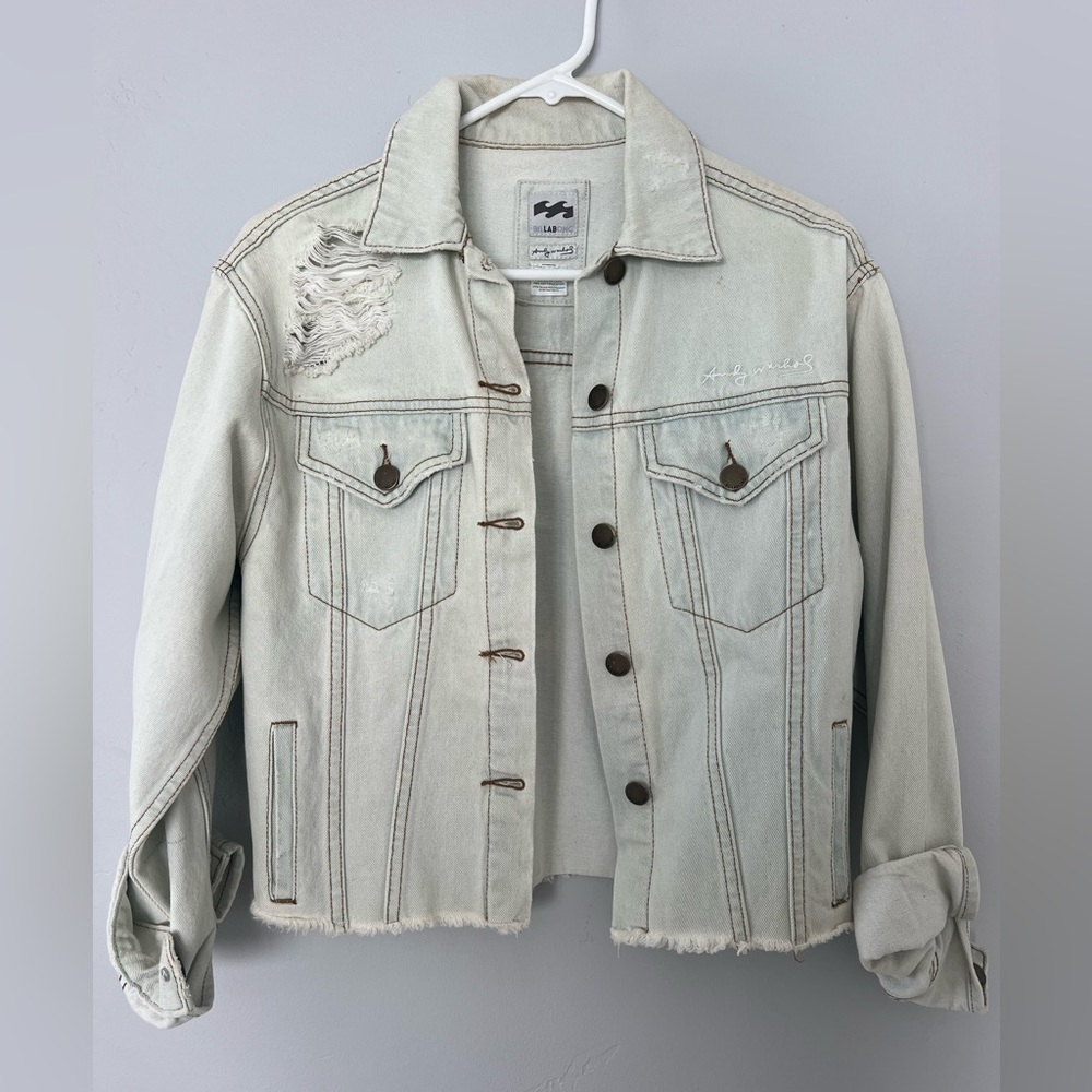 Billabong x Andy Warhol denim jacket. Size Medium. Light wash denim